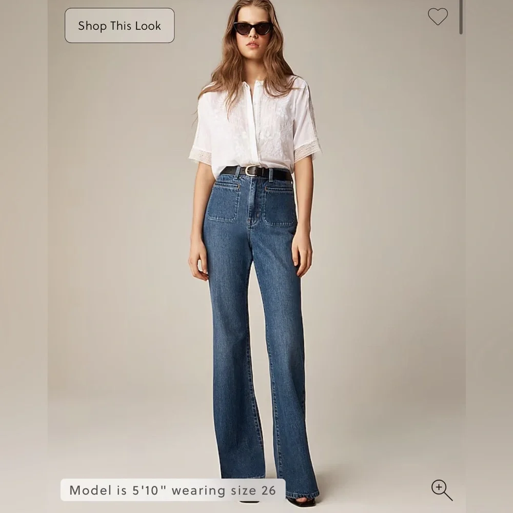 J. Crew Vintage Flare Jean Classic‎ Blue Patch Pockets Retro $158